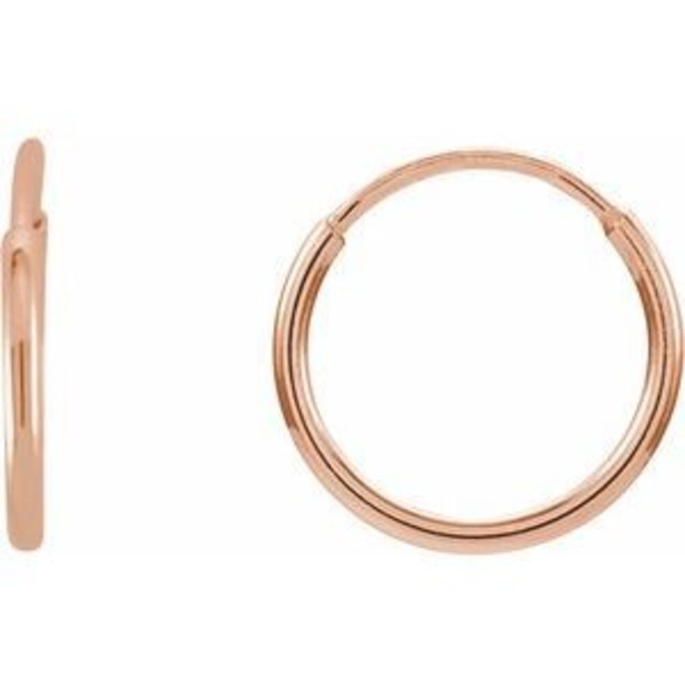 14k Rose Gold Endless Hoop Earrings Jewelry For Gift - 10mm